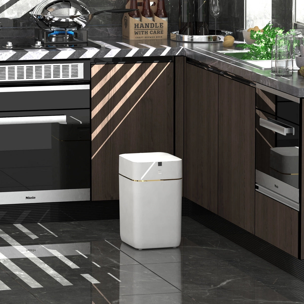 airdeer self-sealing motion sensor trash can suitable for dining room and kitchen