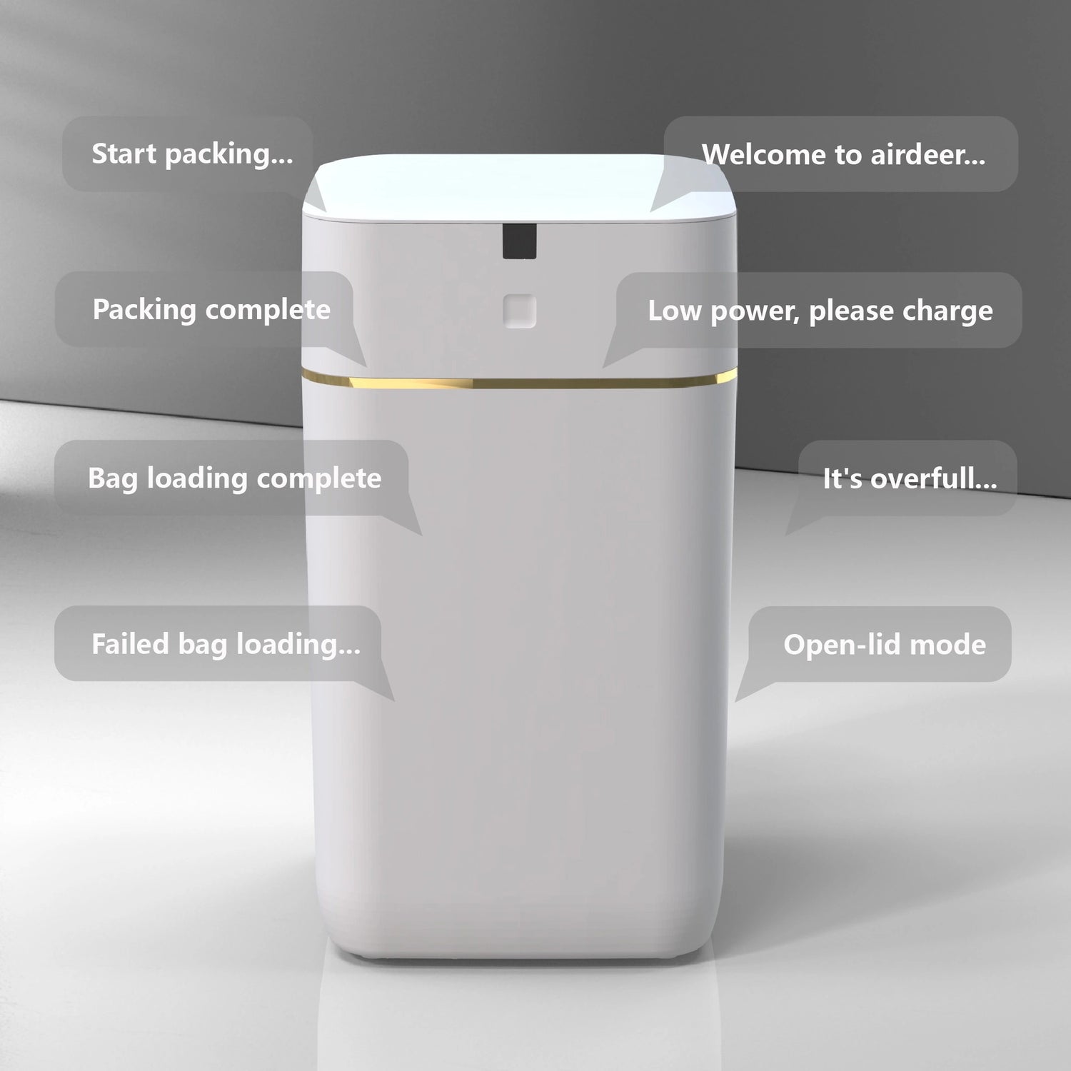 airdeer smart trash can/baby diaper trash can/voice prompts list